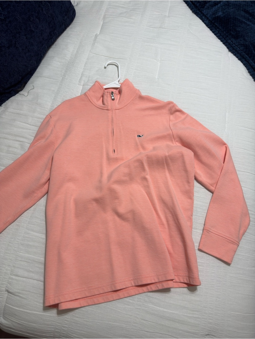 Vineyard Vines Coral Quarter-Zip Pullover for Men. Large.
